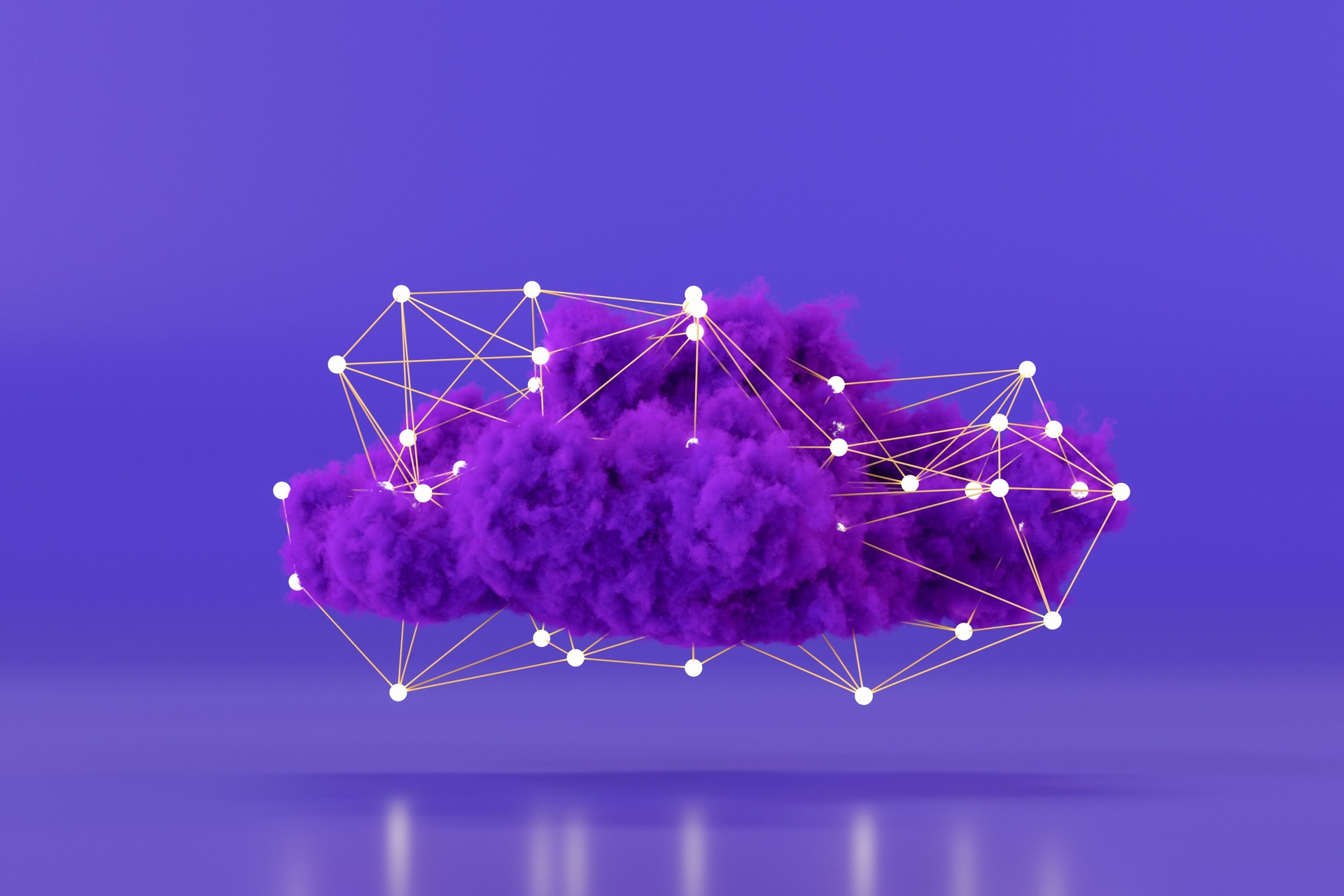 Futuristic technology innovation background cloud and plexus with neon lights